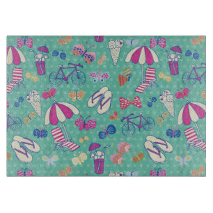 Schönes Muster mit Sommer-Elementen Schneidebrett