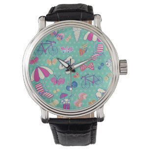 Schönes Muster mit Sommerelementen Armbanduhr