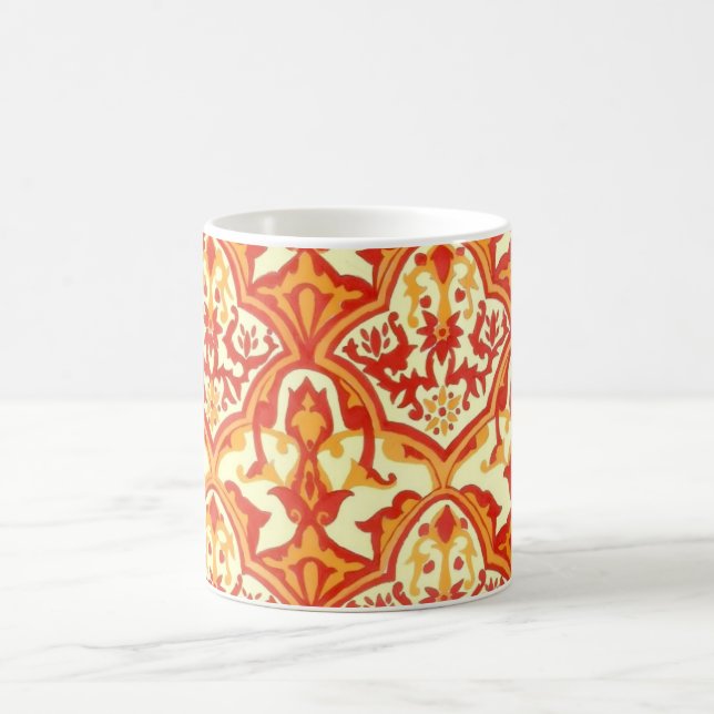 SCHÖNES MUSTER - ROT & ORANGE KAFFEETASSE (Mittel)
