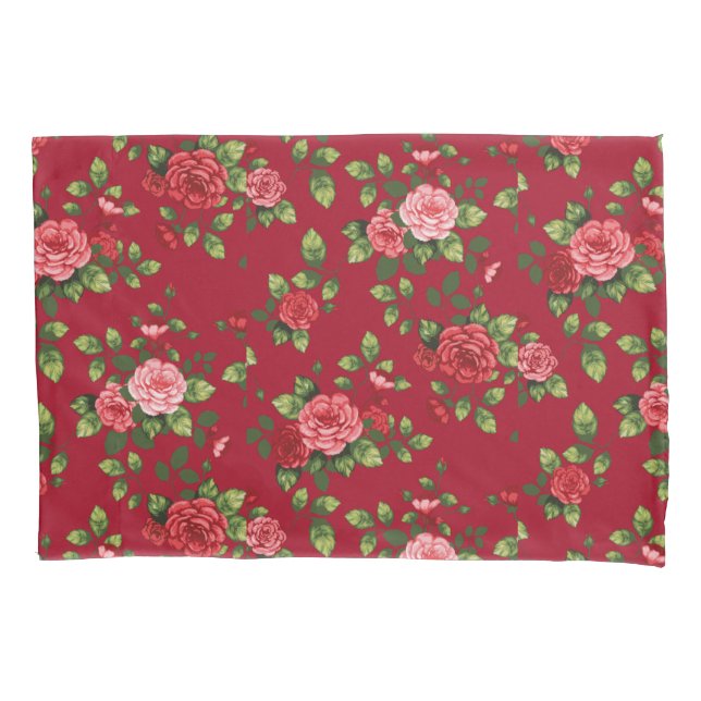Schönes Musterbeispiel für Rote Rose Kissenbezug (Vorderseite-Links)
