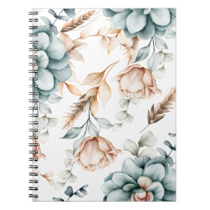 Schönes, nahtloses Blumenmuster mit Vintagem Notizblock