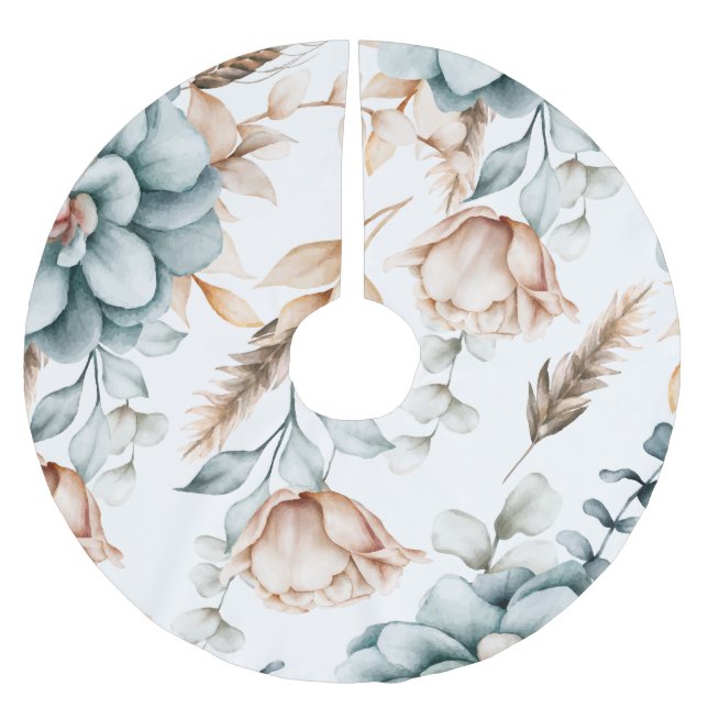 Schönes, nahtloses Blumenmuster mit Vintagem Polyester Weihnachtsbaumdecke (Vorderseite)