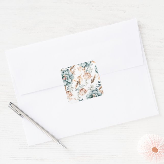 Schönes, nahtloses Blumenmuster mit Vintagem Quadratischer Aufkleber (Umschlag)