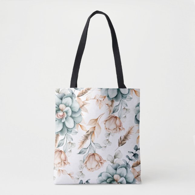 Schönes, nahtloses Blumenmuster mit Vintagem Tasche (Vorderseite)
