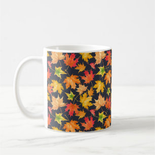 Schönes nahtloses Herbstmuster mit Aquarell Kaffeetasse