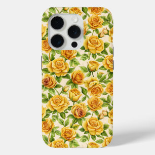 Schönes, nahtloses Muster gelber Rosen Case-Mate iPhone Hülle
