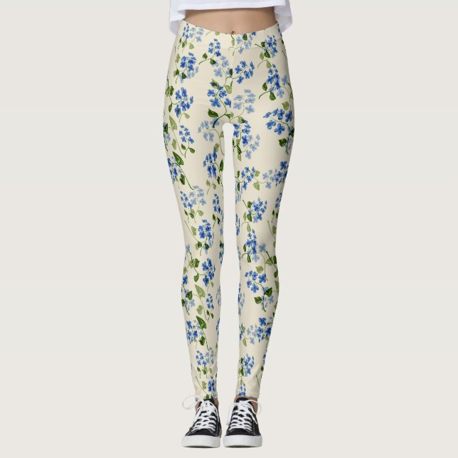 Schönes, nahtloses Muster vergiss-me-not bl Leggings (Vorderseite)