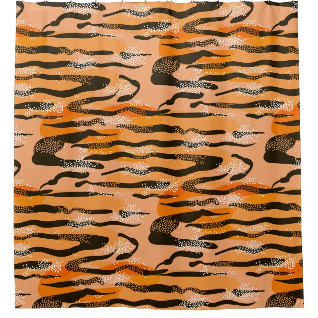 Schönes nahtloses Tigermuster, Pfirsichfarbe Duschvorhang (Vorderseite)