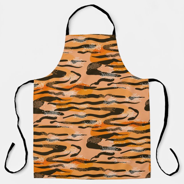 Schönes nahtloses Tigermuster, Pfirsichfarbe Schürze (Vorderseite)