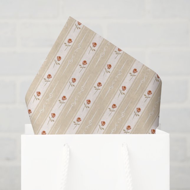 Schönes natürliches Beige-geblüht Muster-Dekodieru Seidenpapier (Geschenktüte)