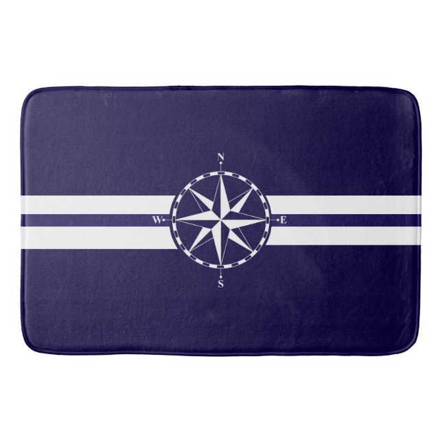 Schönes nautisches Kompass Blue Nautical Theme Badematte (Vorderseite)
