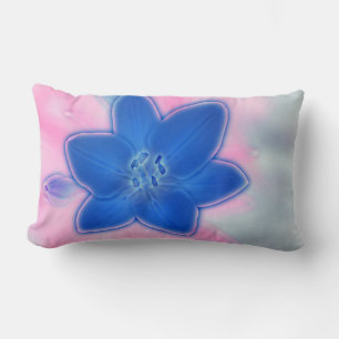 Schönes Neon Blue Lily Blume Kissen Kissen