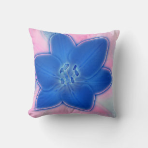 Schönes Neon Blue Lily Blume Kissen Kissen