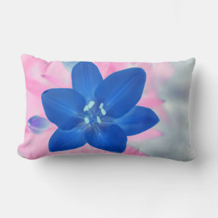 Schönes Neon Blue Lily Blume Kissen Kissen