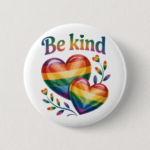 Schönes, nettes, elegantes Regenbogenherz Button
