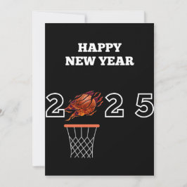 Schönes neues Jahr 2025 Basketball-Urlaubskarte Feiertagskarte