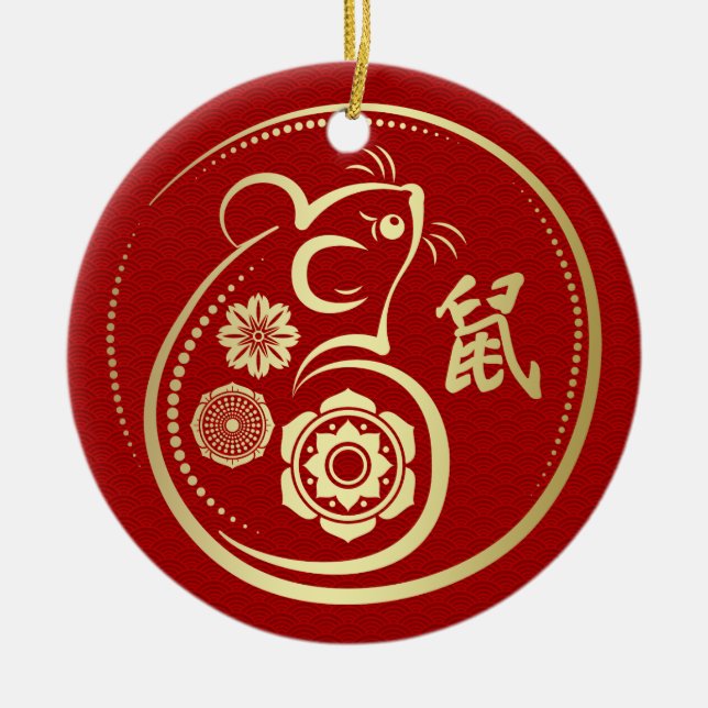 Schönes neues Jahr der Ratte - 2020 Keramik Ornament (Vorne)