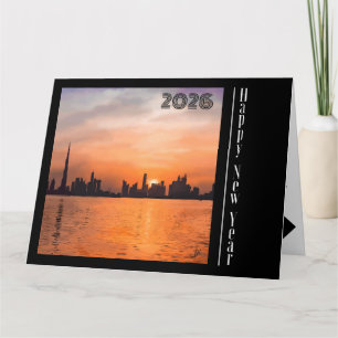 Schönes neues Jahr - Sonnenuntergang über einer St Karte