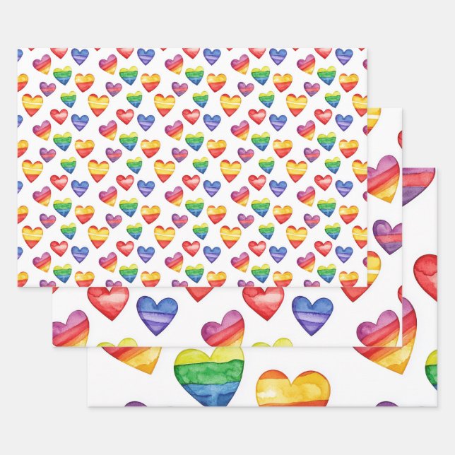 schönes niedliches Design mit Herz-Multicolor Geschenkpapier Set (Set)