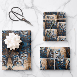 Schönes Niedliches Minimalistisches Owl Geschenkpapier Set