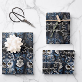 Schönes Niedliches Minimalistisches Owl Geschenkpapier Set