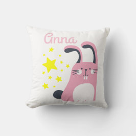Schönes niedliches rosa Cartoon Hase mit Namen Kissen