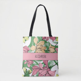 Schönes niedliches rosa und grünes blumenfreies Mo Tasche