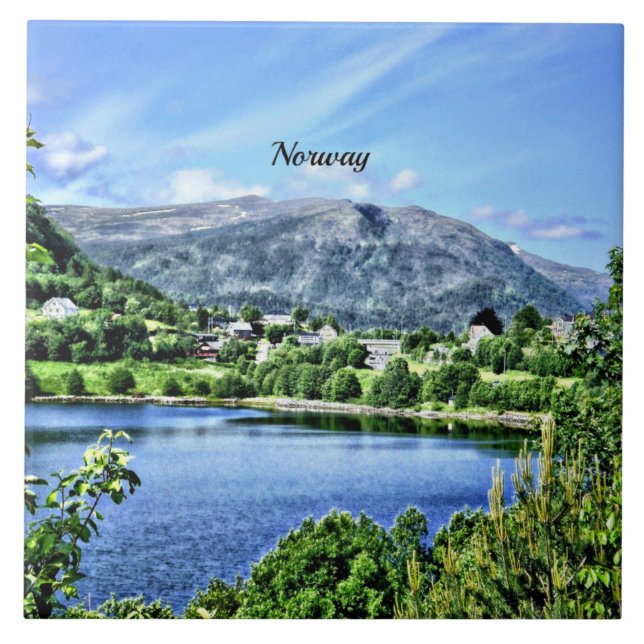 Schönes Norwegen, landschaftliches Foto, Fliese (Vorderseite)