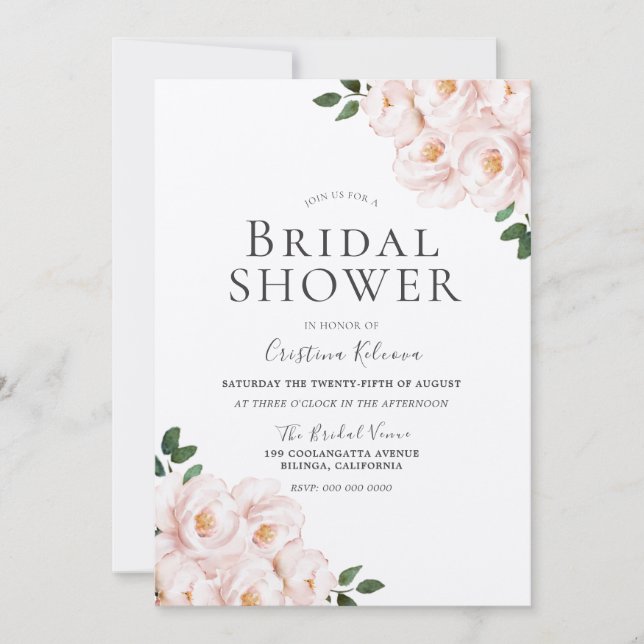 Schönes Oberröschen Rosa Elegantes Brautparty Einladung (Vorderseite)