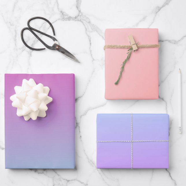Schönes Ombre Geschenkpapier Set (Vorderseite)