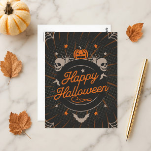 Schönes Orange Frohes Halloween Postkarte