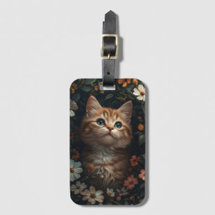 Schönes Orange Kitten mit Wildblumen Gepäckanhänger