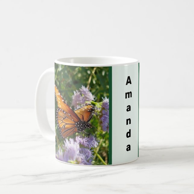 Schönes Orange Monarch Butterfly Foto Kaffeetasse (Vorderseite Links)