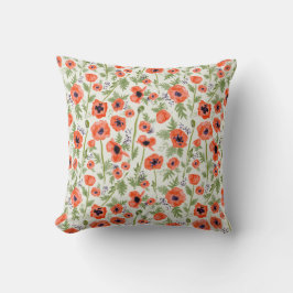 Schönes Orange Poppies Blumenmuster Kissen