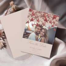 Schönes Origami Paper Crane Foto Save the Date