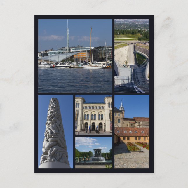 Schönes Oslo, Norwegen, Postkarte (Vorderseite)