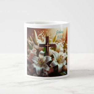 Schönes Osterlilienkreuz Jumbo-Tasse