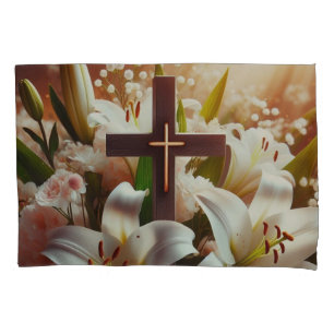 Schönes Osterlilienkreuz Kissenbezug