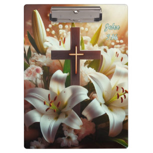Schönes Osterlilienkreuz Klemmbrett