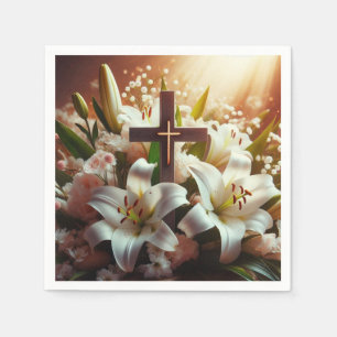 Schönes Osterlilienkreuz Serviette