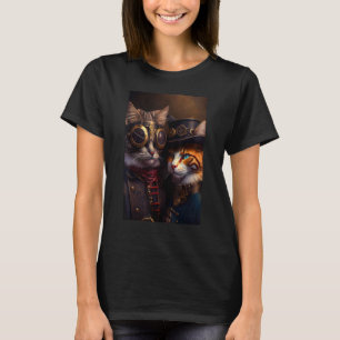 Schönes Paar Steampunk Katzen Kätzchen Anim T-Shirt