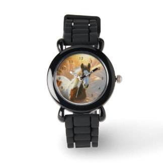 Schönes Paint Horse Silver Glitzer Armbanduhr