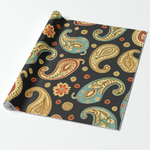Schönes Paisley Muster dunkel und farbenfroh Desig Geschenkpapier