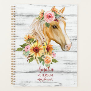 Schönes Palomino Pferd mit Sonnenblumen Custom Planer