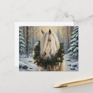 Schönes Palomino-Pferd Winterwald Weihnachten Postkarte