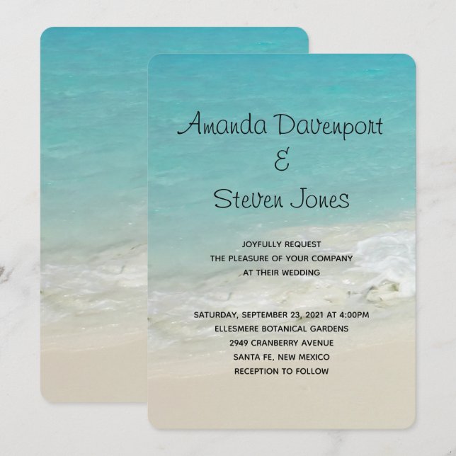 Schönes Paradies für Tropical Beach Ocean Wedding Einladung (Vorne/Hinten)
