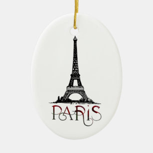 Schönes Paris, Eiffelturm Vintage Weihnachten Keramik Ornament