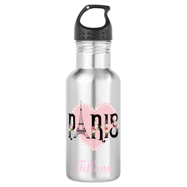 Schönes Pariser Herz Edelstahlflasche (Vorderseite)