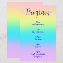 Schönes Pastel Rainbow Gradient Wedding Program