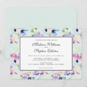 Schönes PastellblumenAquarell - Hochzeit Einladung